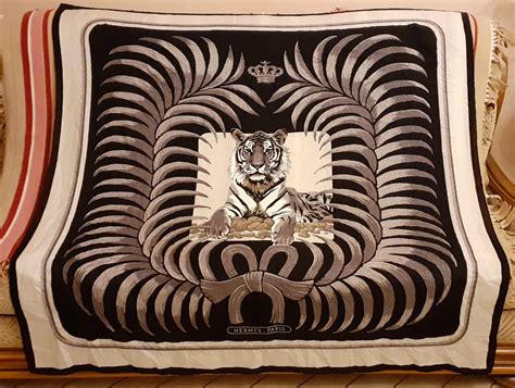 Hermès Cashmere and Silk Shawl Tigre Royal Hand Beaded 